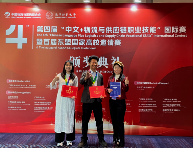 Participants- Nguyen Thi Huyen (left), Zuchriyan Alfin Sukmana (center), and Instructor Wei Xiangqing (right)